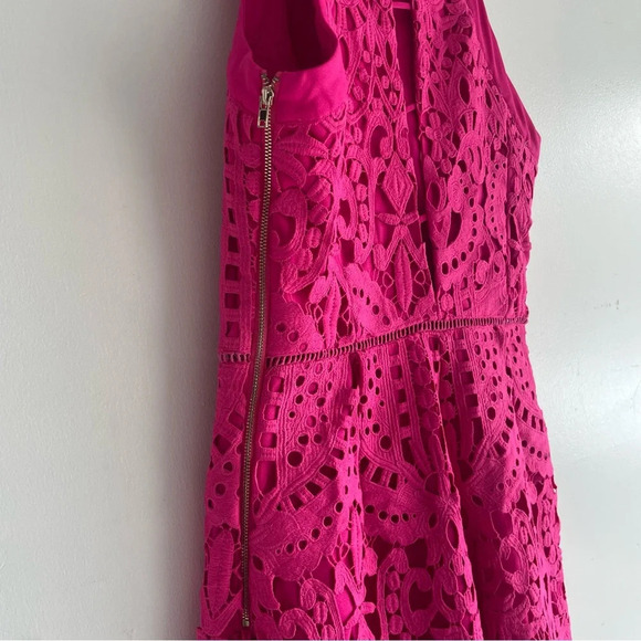 Adelyn Rae Pink Cutout Lace Romper hot pink 22160 - Picture 5 of 9